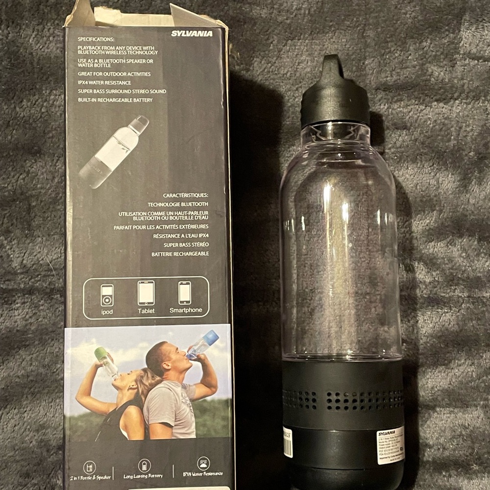 Black Bluetooth Water Bottle With Speaker - Picture 3 of 4